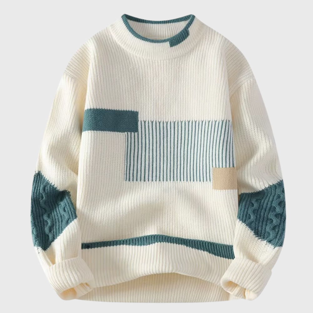 Men’s Patchwork Mock Neck Sweater