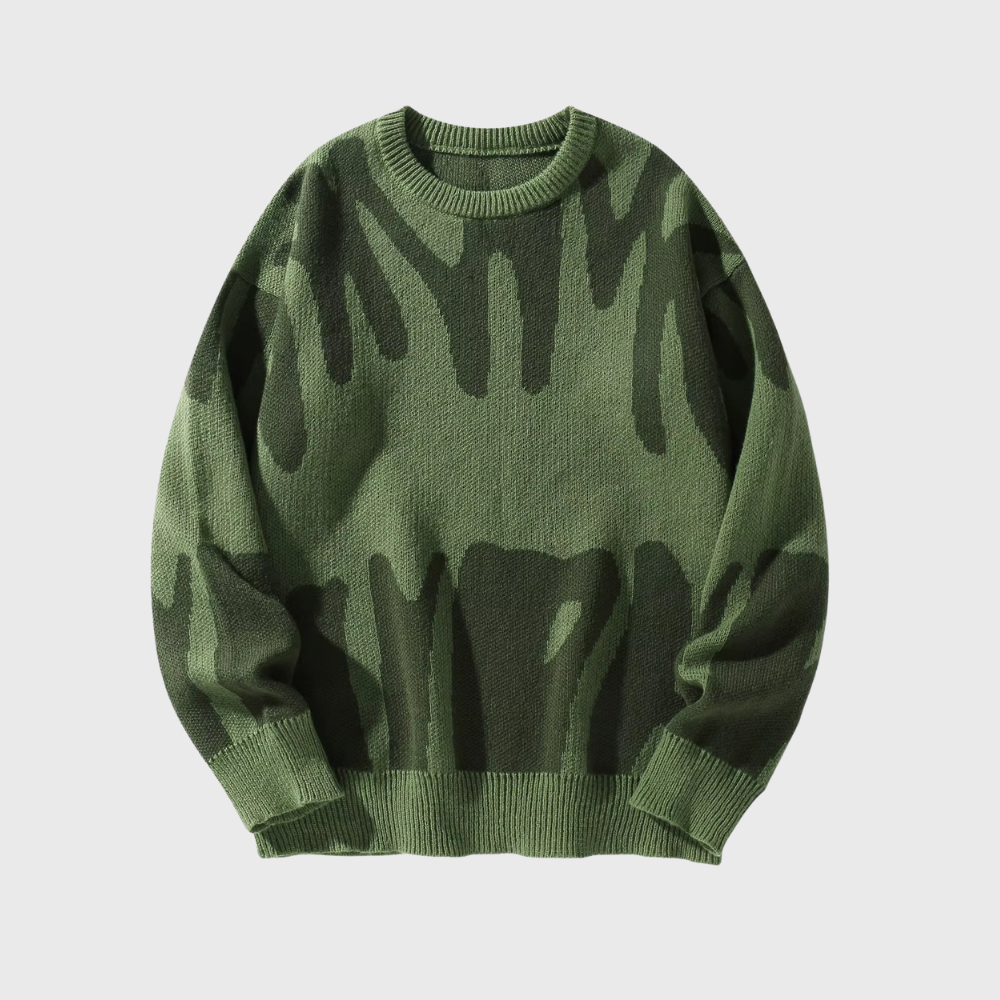 Men’s Irregular Jacquard Pullover Sweater