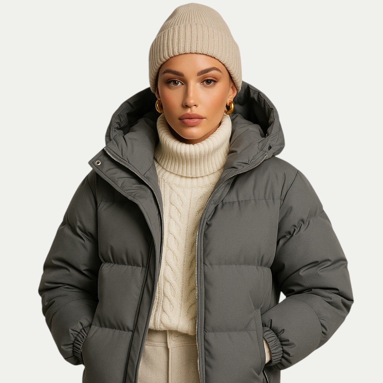 Unisex Waterproof Down Hooded Puffer Winter Fit Parka Jacket