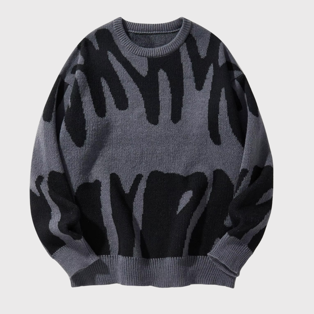 Men’s Irregular Jacquard Pullover Sweater