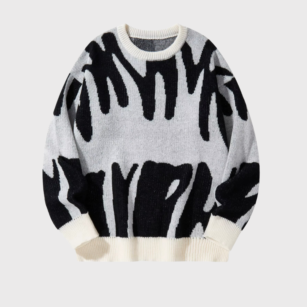 Men’s Irregular Jacquard Pullover Sweater