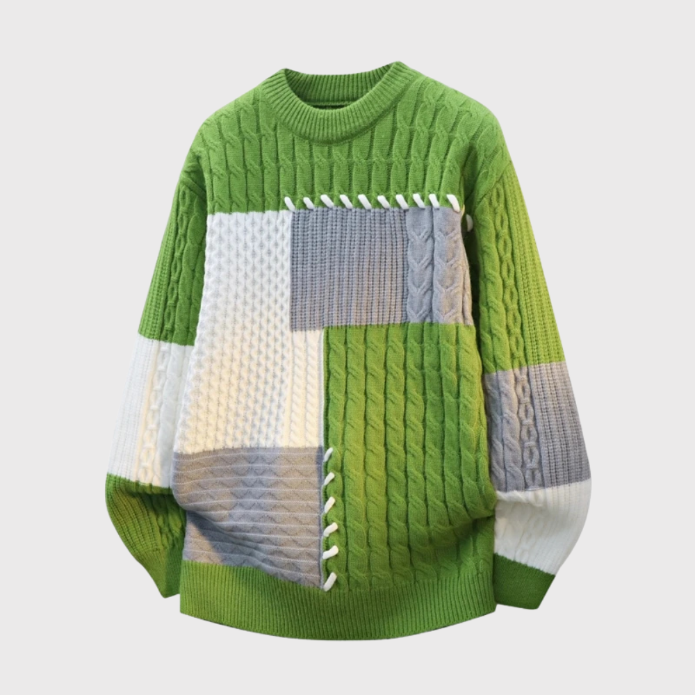 Men’s Patchwork Knitted Sweater
