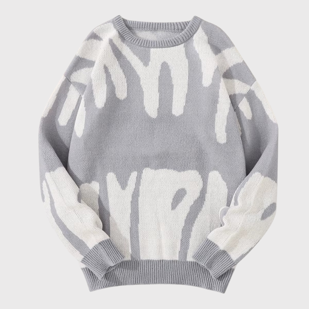 Men’s Irregular Jacquard Pullover Sweater