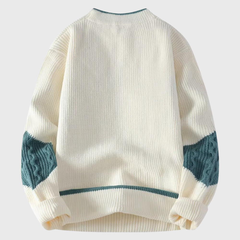 Men’s Patchwork Mock Neck Sweater