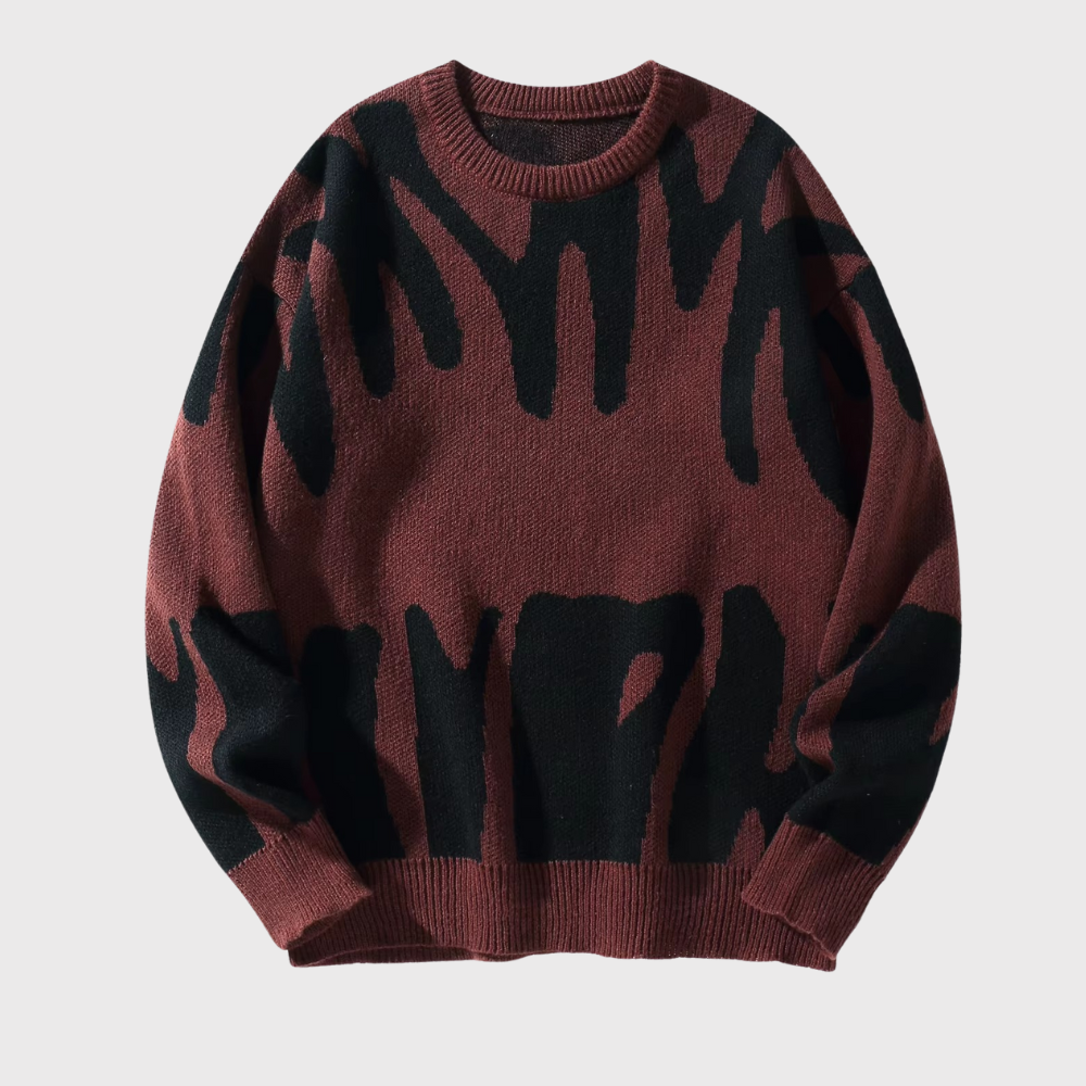 Men’s Irregular Jacquard Pullover Sweater
