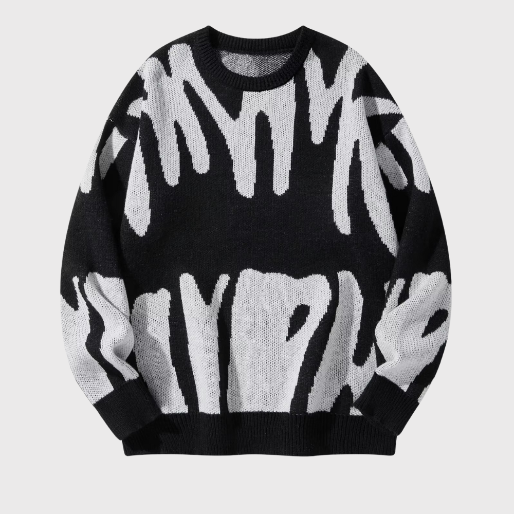 Men’s Irregular Jacquard Pullover Sweater