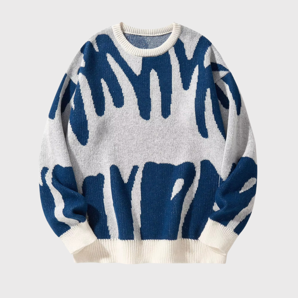 Men’s Irregular Jacquard Pullover Sweater