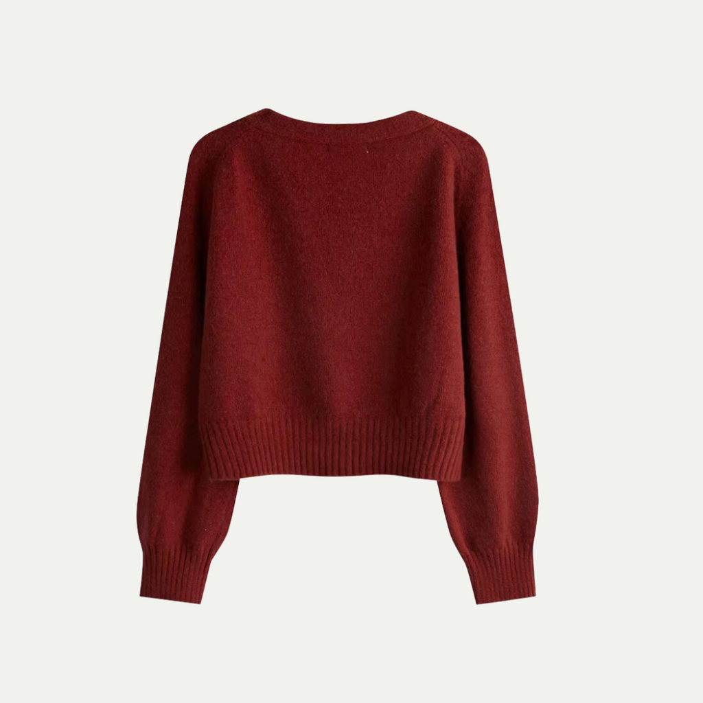 Premium Merino Wool V-Neck Skew Button Cardigan