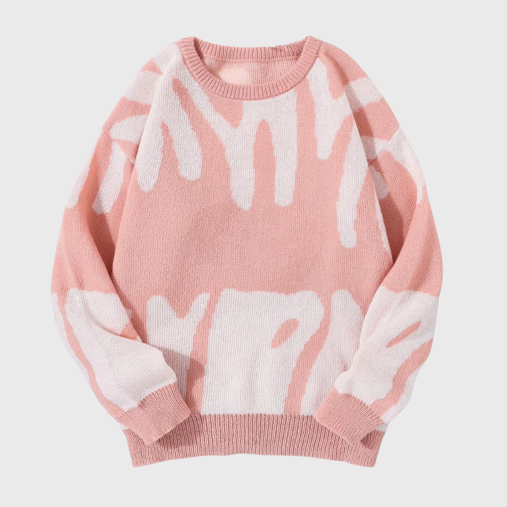 Men’s Irregular Jacquard Pullover Sweater