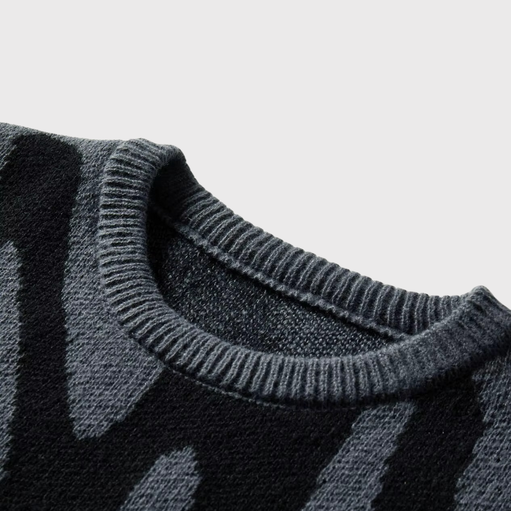 Men’s Irregular Jacquard Pullover Sweater
